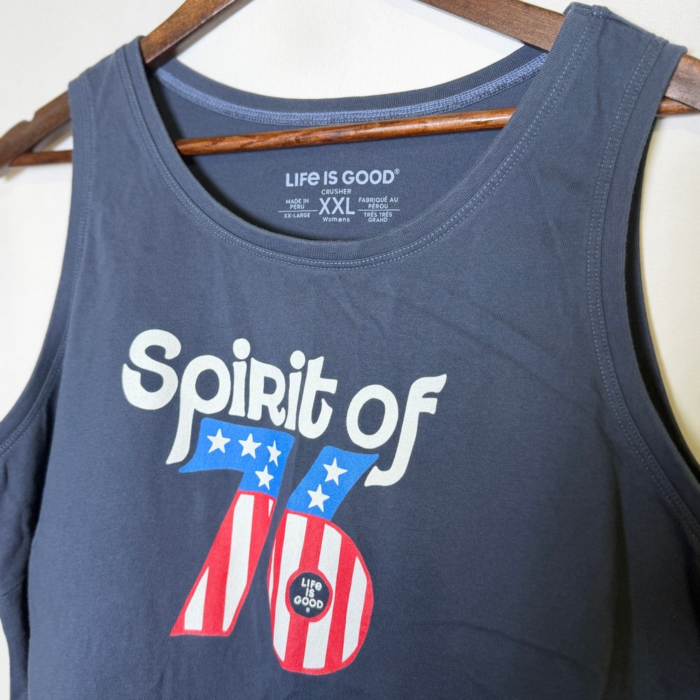Life is Good Women XXL Spirit of 76 Crusher Tank Top Slate Blue Sleeveless